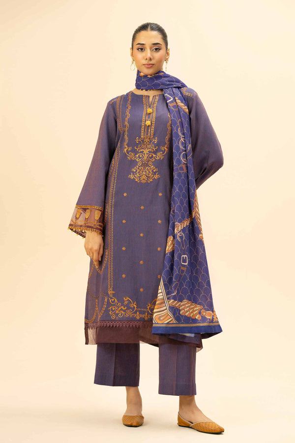 3 Piece - Yarn Dyed Embroidered Suit - 42404337