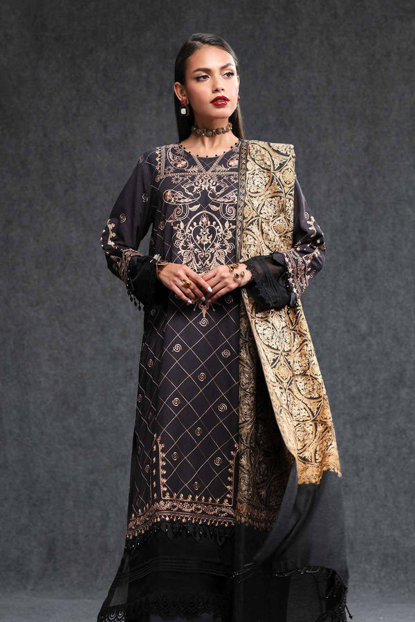 3 Piece Embroidered Winter Collection Suit  