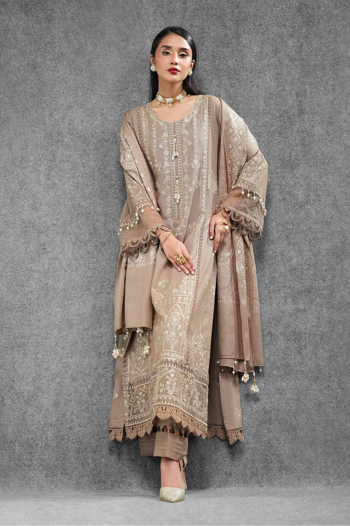 3 Piece  Embroidered Winter Collection Suit  