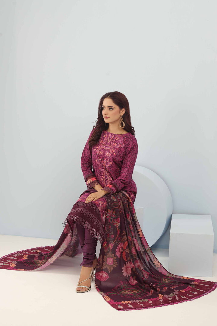 3 Piece  Printed Embroidered Unstitched Suit South Collection Winter 2024