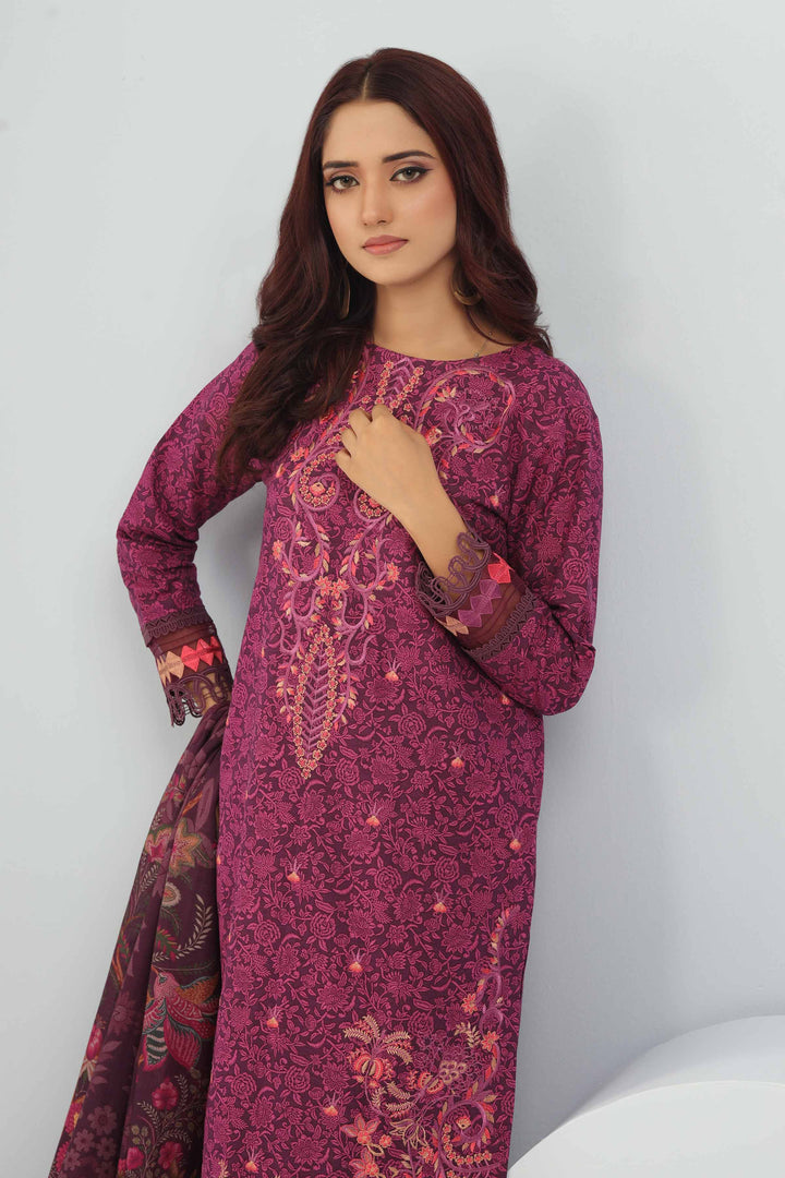 3 Piece  Printed Embroidered Unstitched Suit South Collection Winter 2024