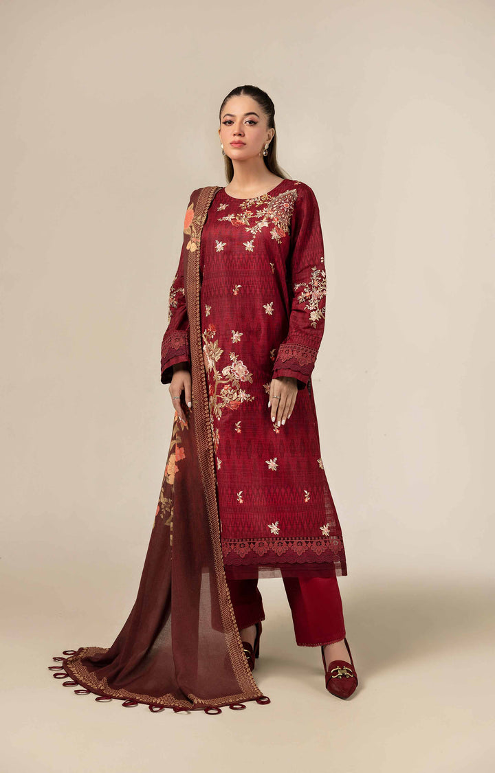 3 Piece  Printed Embroidered Unstitched Suit South Collection Winter 2024