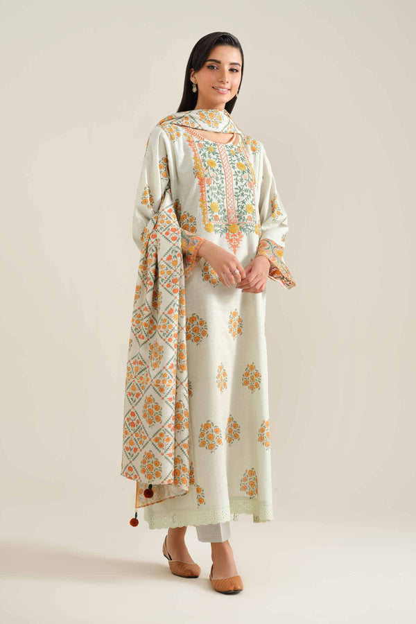 2 Piece  Printed Embroidered Winter Collection Suit  