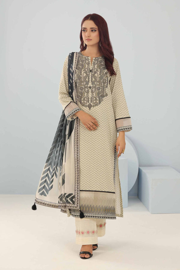 3 Piece - Printed Embroidered Suit - 42404464