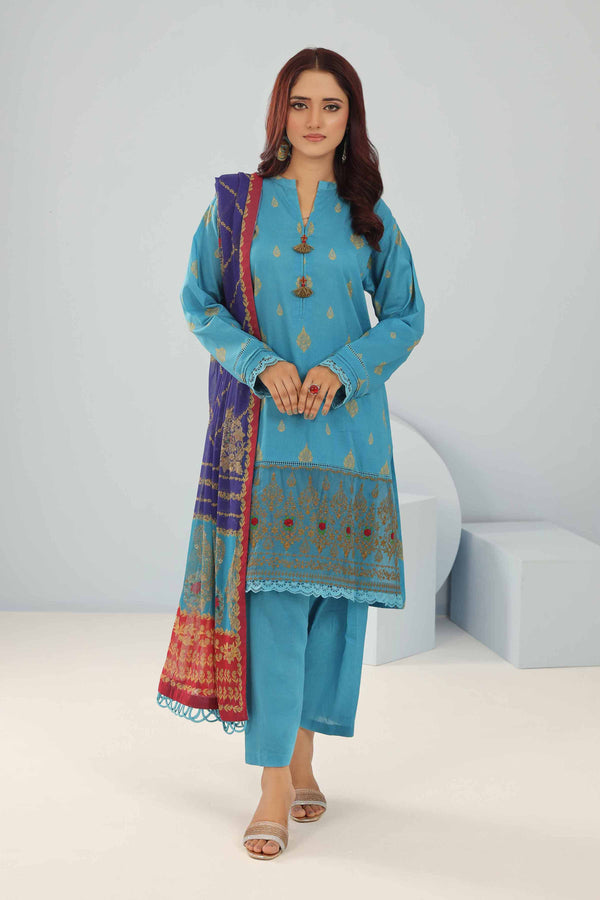 3 Piece - Printed Embroidered Suit - 42404469