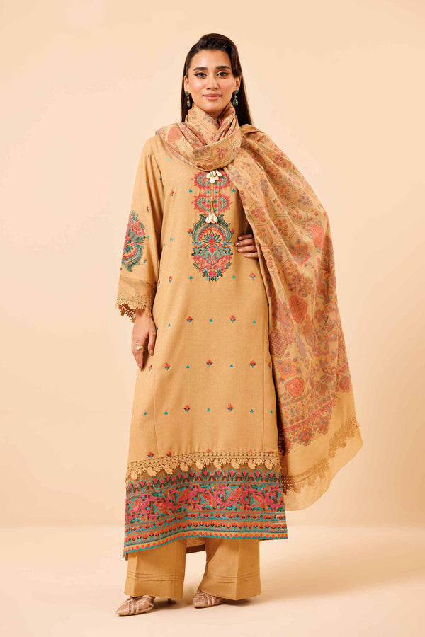 3 Piece  Embroidered Winter Collection Suit  