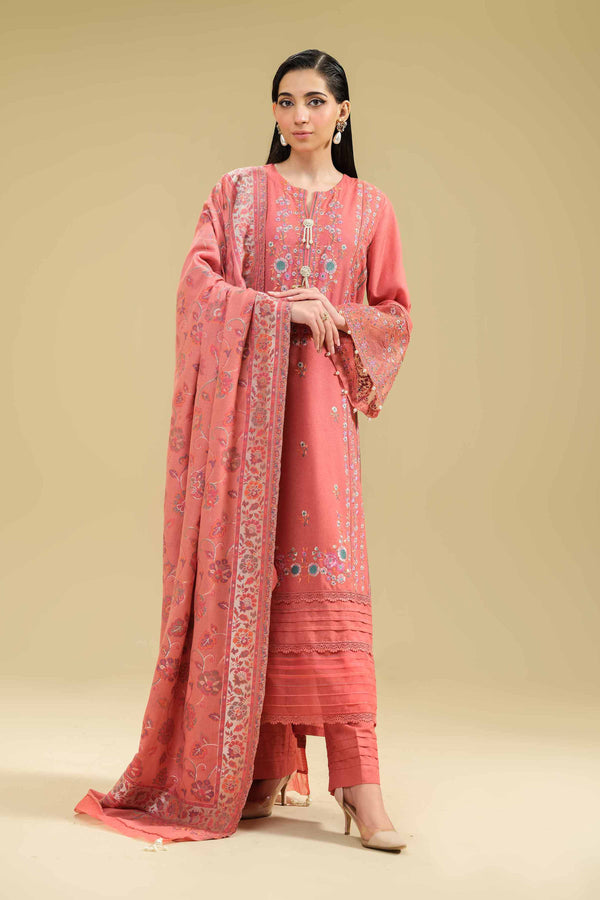 3 Piece  Embroidered Winter Collection Suit  