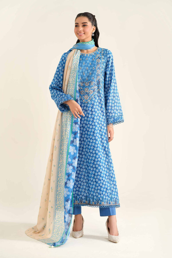 3 Piece - Printed Embroidered Suit - 42404524