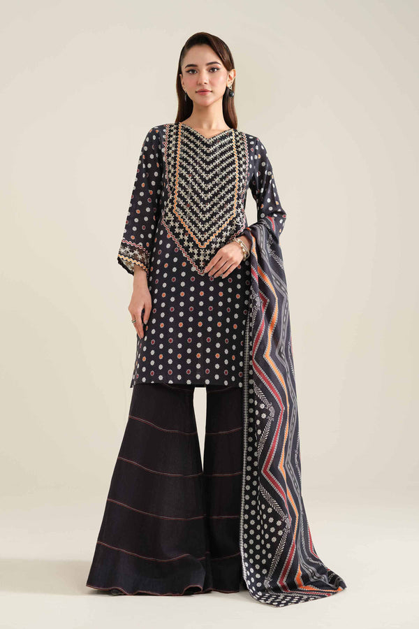 3 Piece - Printed Embroidered Suit - 42404526