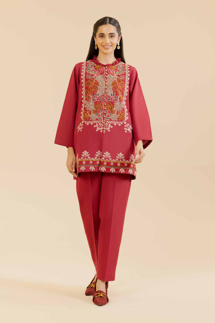 2 Piece  Dyed Embroidered Winter Collection Suit  