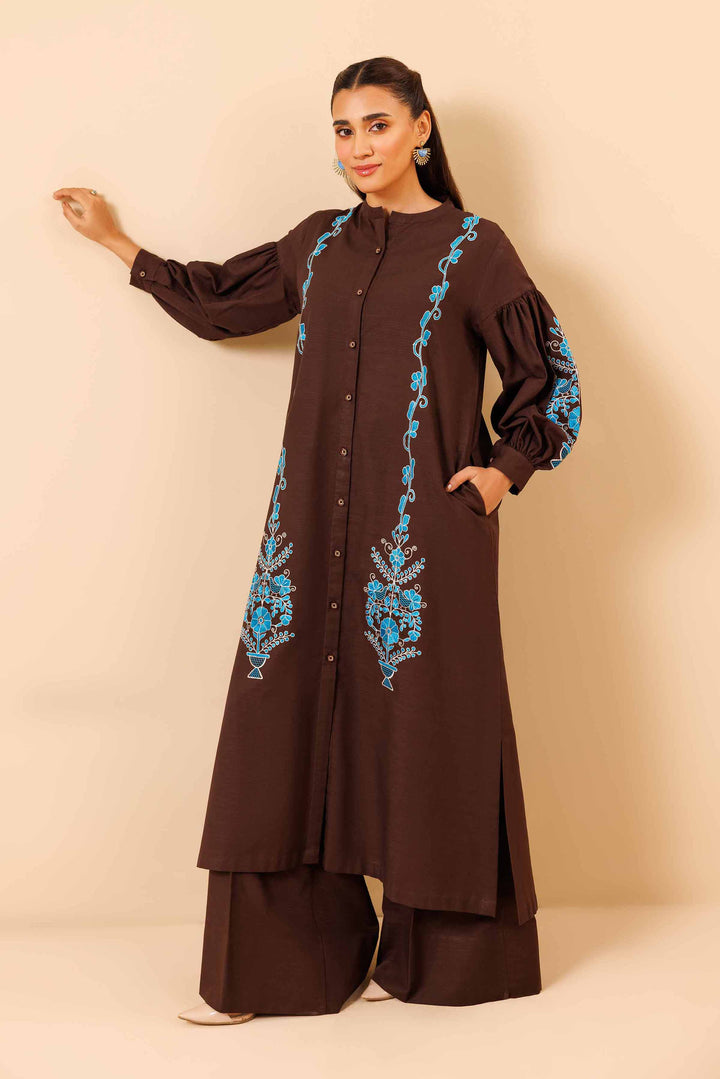 2 Piece  Dyed Embroidered Winter Collection Suit  