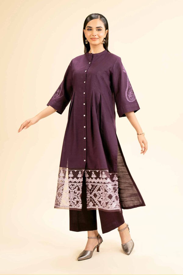 2 Piece Dyed Embroidered Winter Collection Suit  