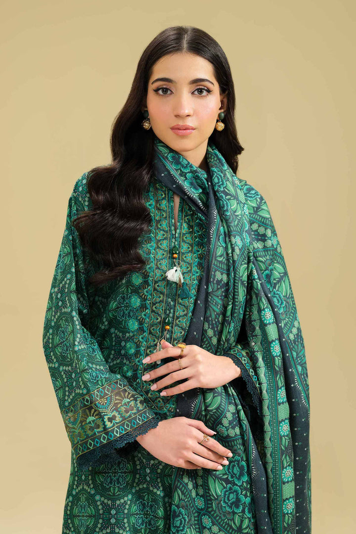 3 Piece  Printed Embroidered Winter Collection Suit  