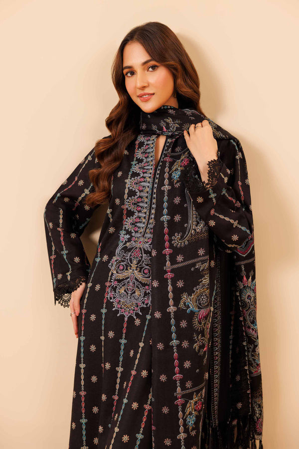 3 Piece  Printed Embroidered Winter Collection Suit  