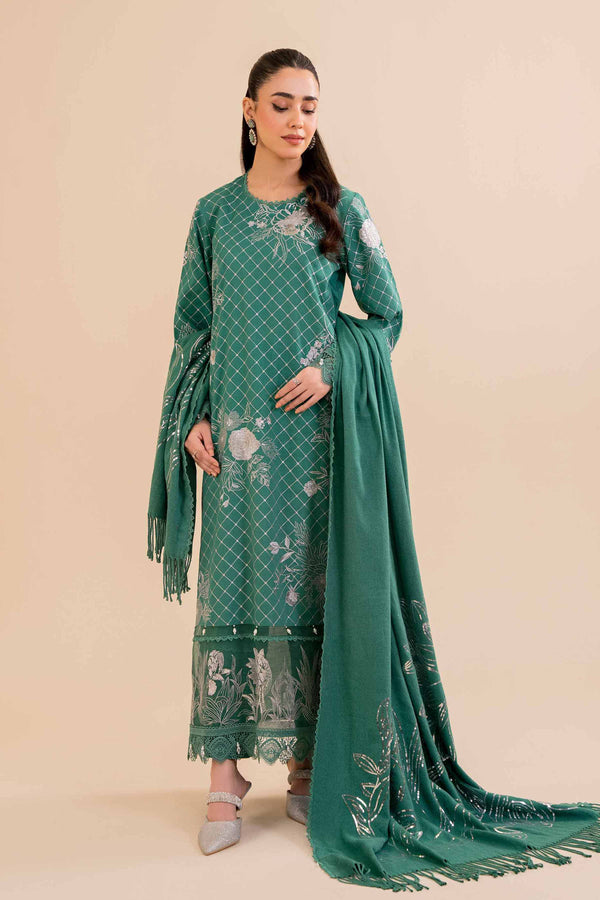 3 Piece  Embroidered Winter Collection Suit  