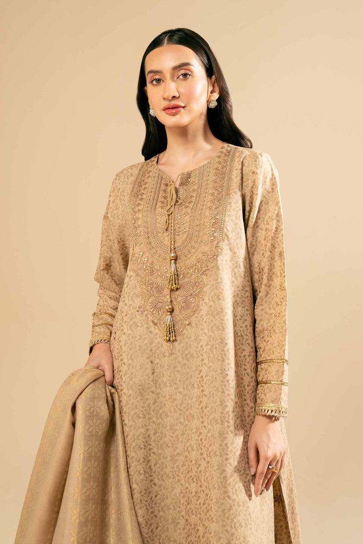 3 Piece  Jacquard Embroidered Winter Collection Suit  