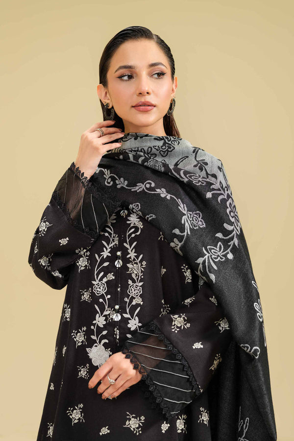 3 Piece  Printed Embroidered Winter Collection Suit  