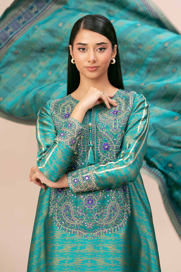 3 Piece - Yarn Dyed Jacquard Embroidered Suit - 42404648