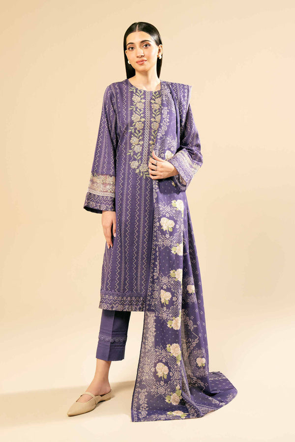 3 Piece - Printed Embroidered Suit - 42404688