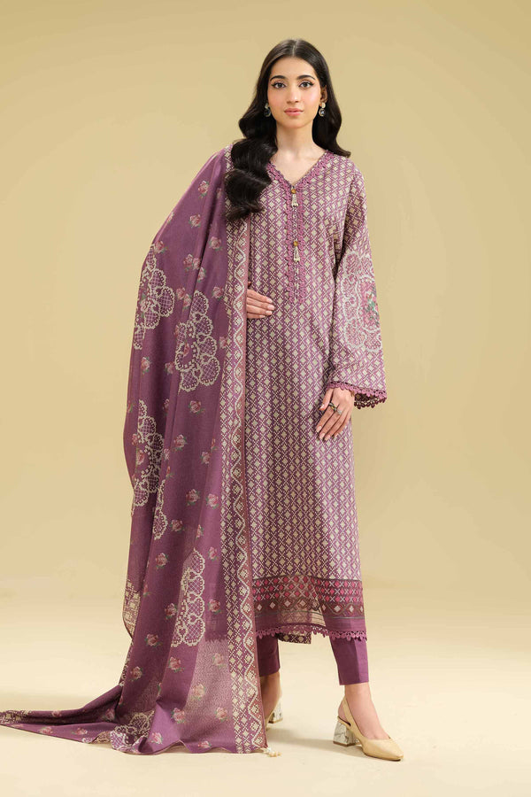 3 Piece - Printed Embroidered Suit - 42404690