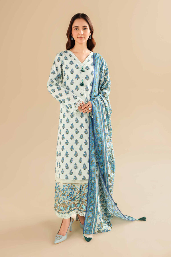 3 Piece - Printed Embroidered Suit - 42404691