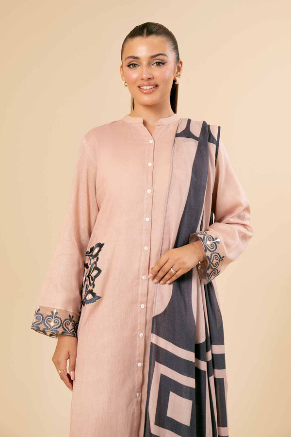 3 Piece  Embroidered Winter Collection Suit  