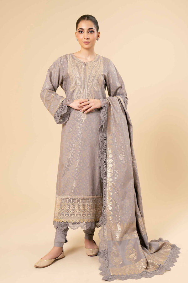 3 Piece  Jacquard Embroidered Winter Collection Suit  