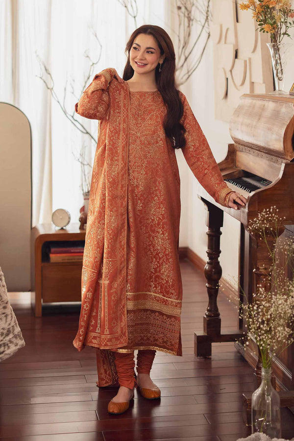 3 Piece  Jacquard Embroidered Winter Collection Suit  