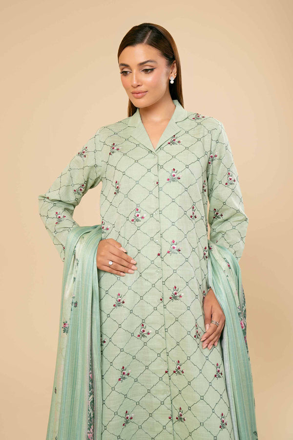 3 Piece  Embroidered Winter Collection Suit  