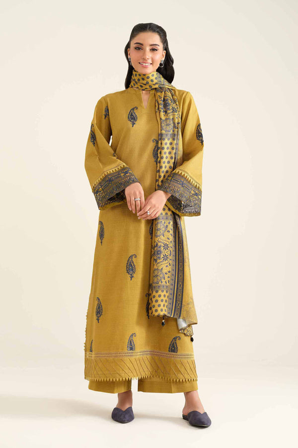 3 Piece  Embroidered Winter Collection Suit  