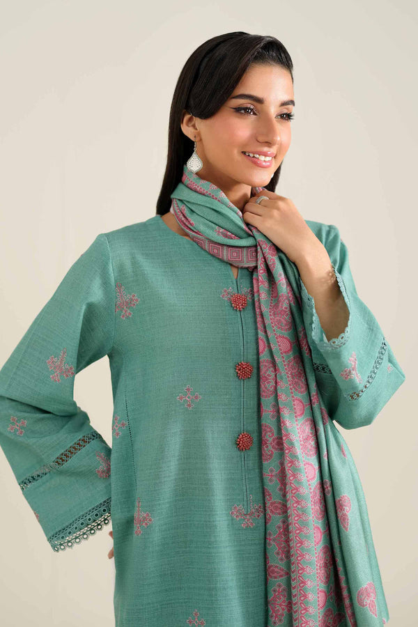 3 Piece  Embroidered Winter Collection Suit  