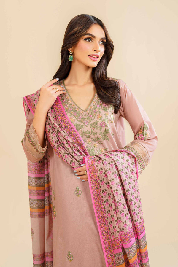 3 Piece - Printed Embroidered Suit - 42405006