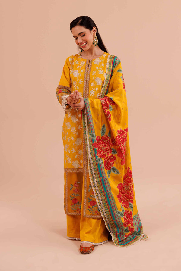 3 Piece - Printed Embroidered Suit - 42405024