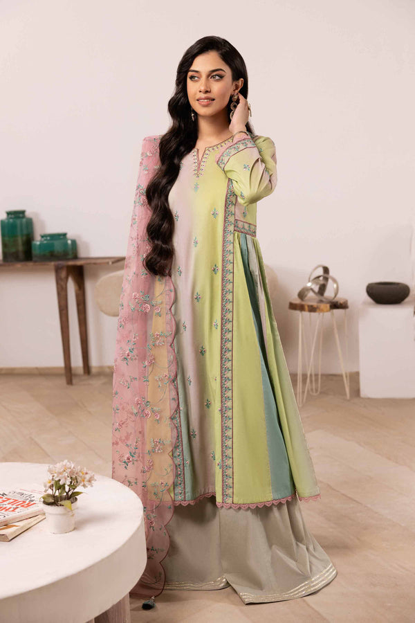 3 Piece - Printed Embroidered Suit - 42405030