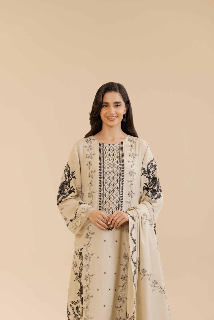 3 Piece  Embroidered Unstitched Suit Winter 2024