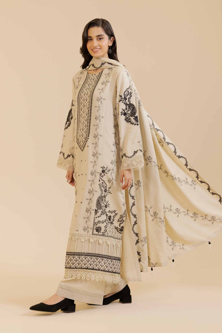 3 Piece  Embroidered Unstitched Suit Winter 2024