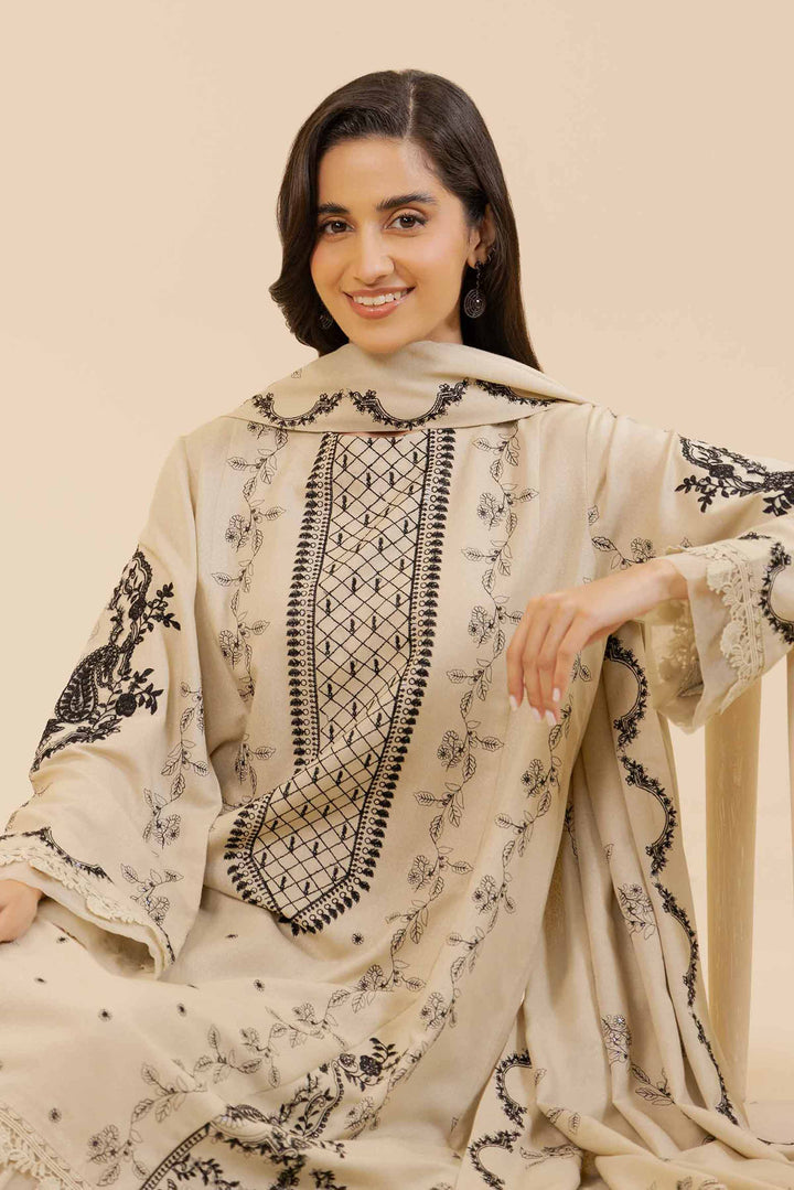 3 Piece  Embroidered Unstitched Suit Winter 2024