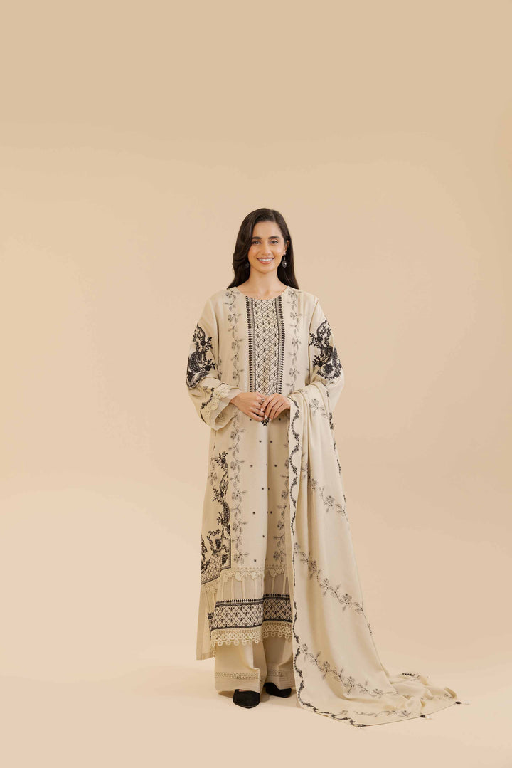 3 Piece  Embroidered Unstitched Suit Winter 2024