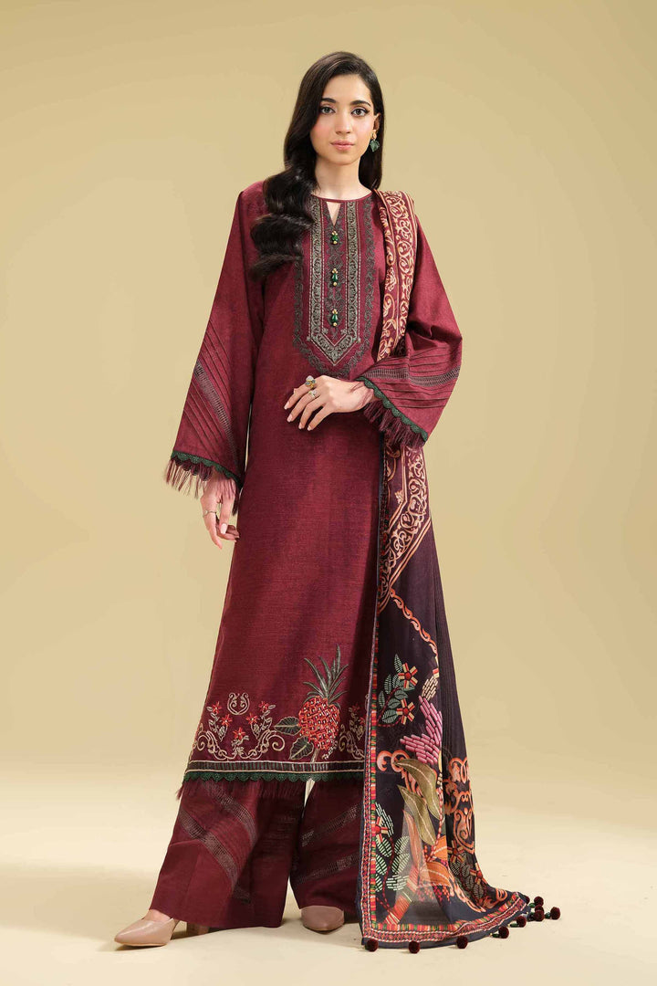 3 Piece  Printed Embroidered Winter Collection Suit  