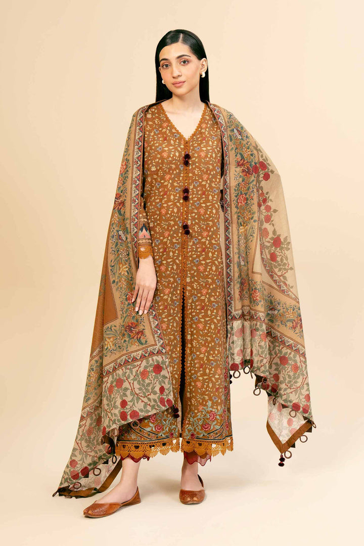 3 Piece  Printed Embroidered Winter Collection Suit  