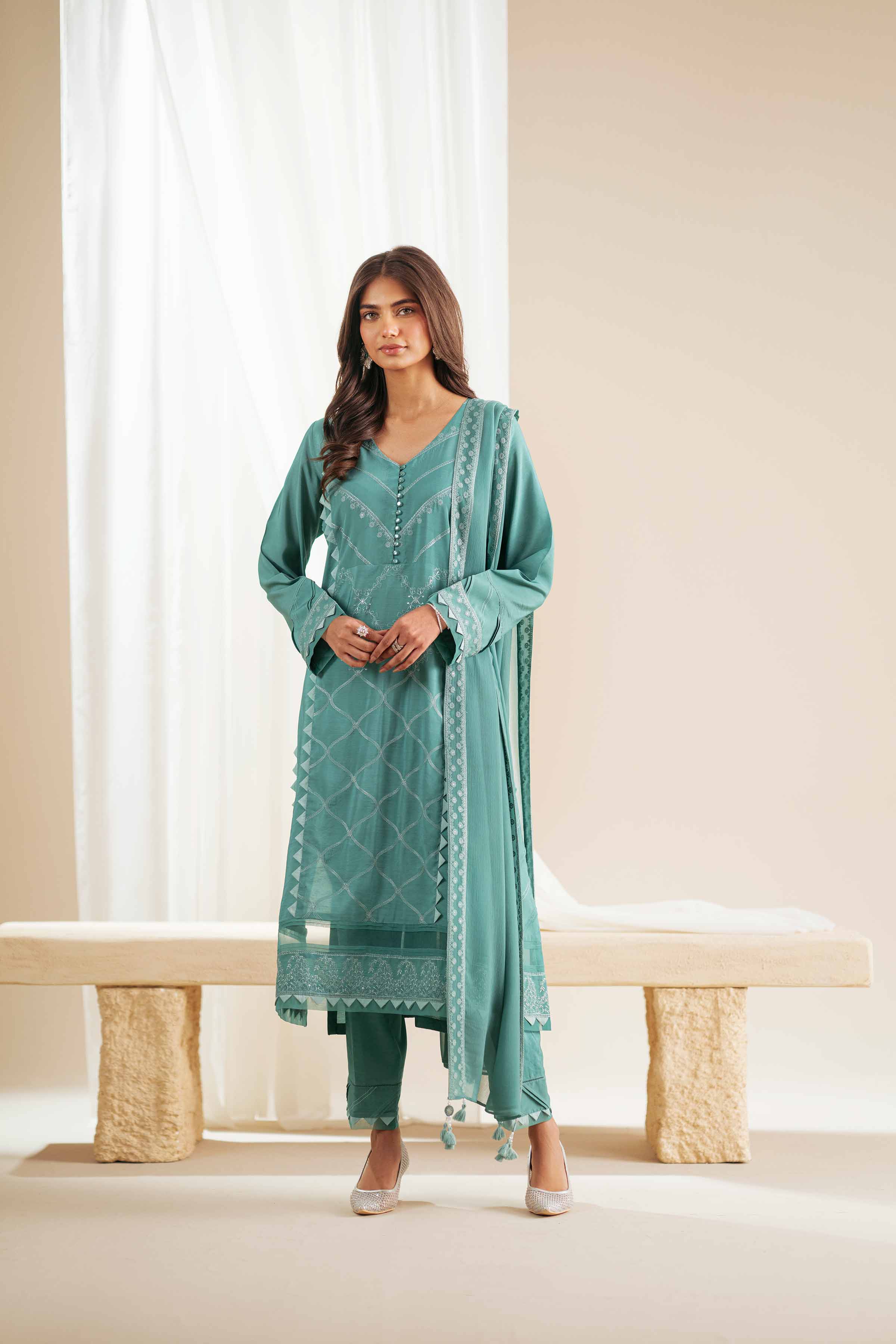 3 Piece - Embroidered Suit - 42418034-A for Women - Unstitched Collection | Nishat | Shop Online