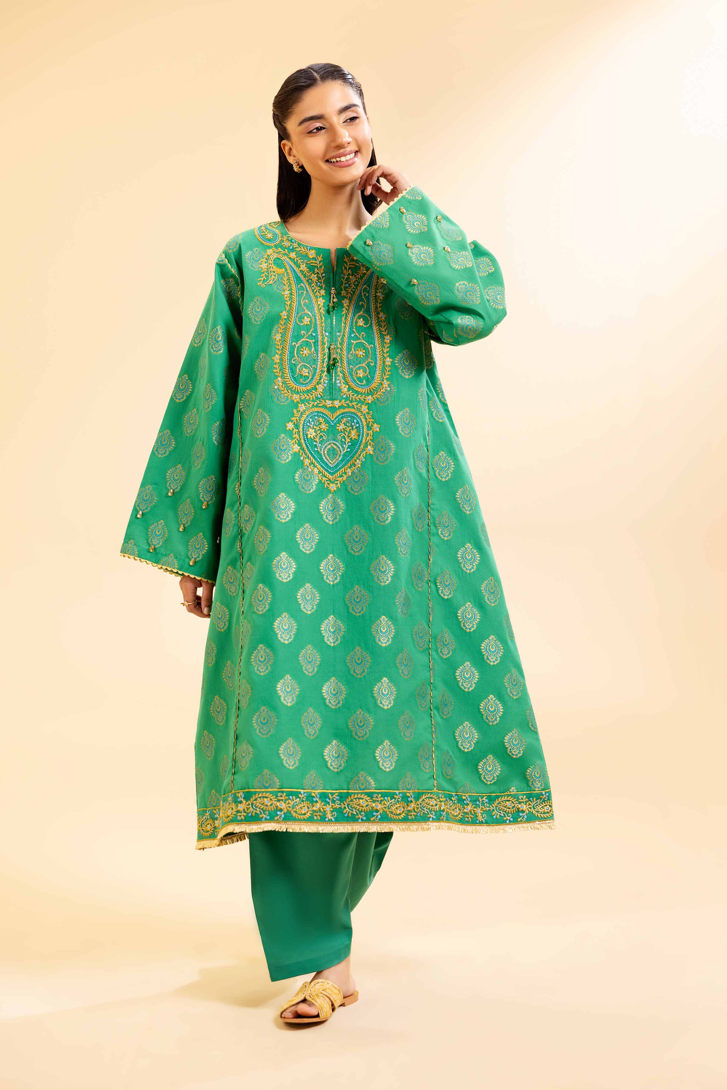 2 Piece - Jacquard Embroidered Suit - 42501023 for Women - Unstitched Collection | Nishat | Shop Online