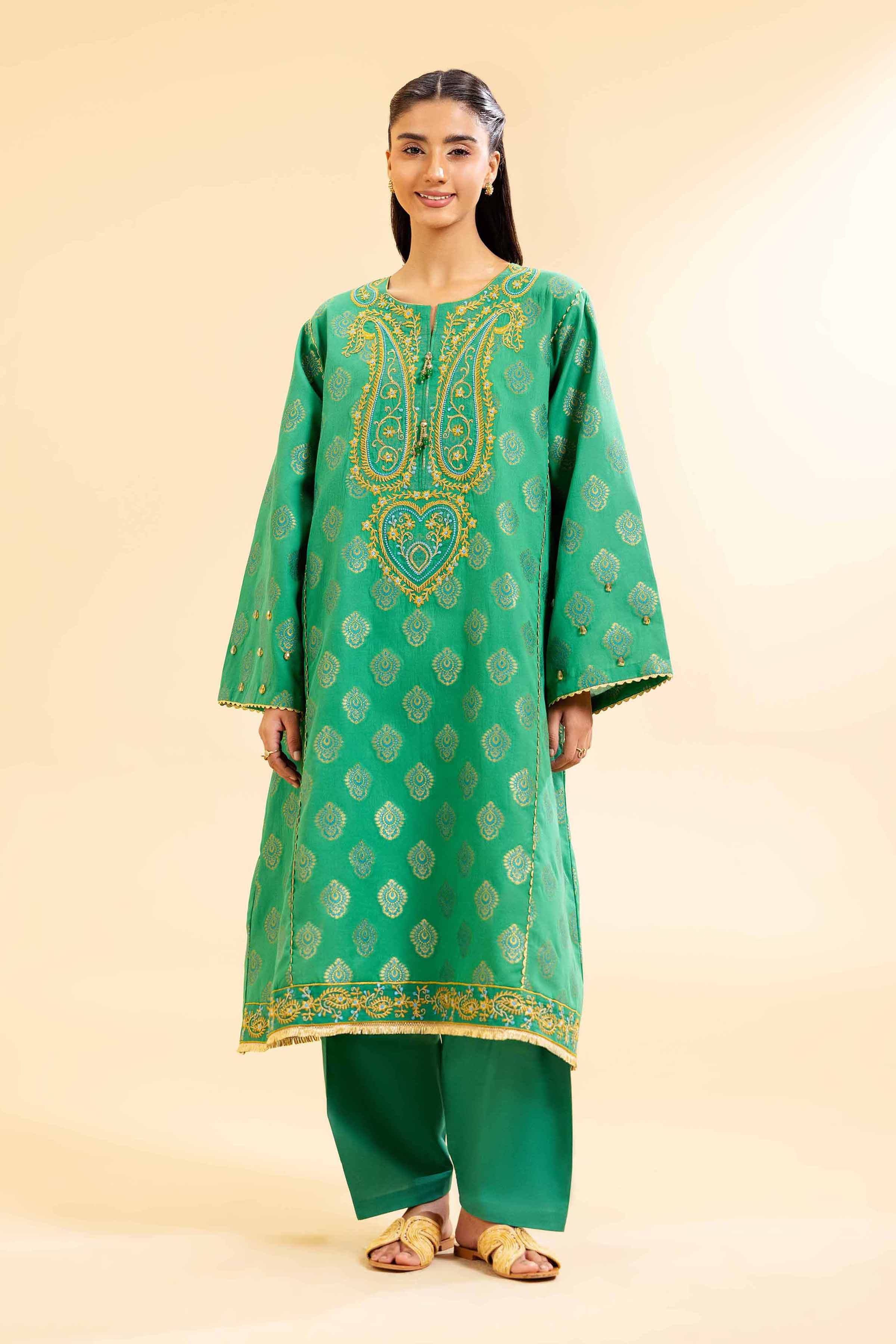 2 Piece - Jacquard Embroidered Suit - 42501023 for Women - Unstitched Collection | Nishat | Shop Online