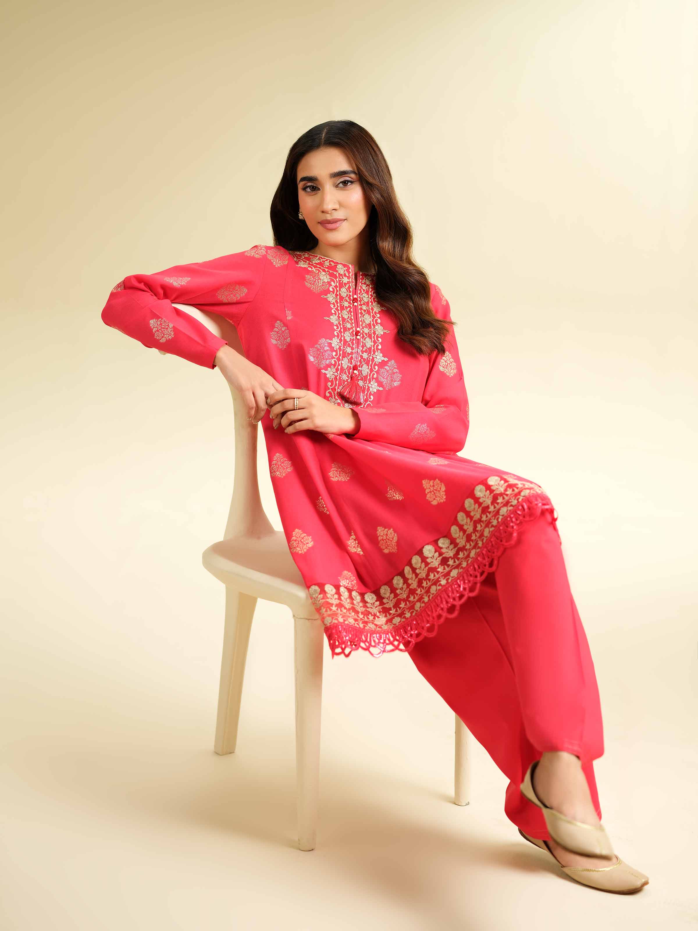 2 Piece - Jacquard Embroidered Suit - 42501025 for Women - Unstitched Collection | Nishat | Shop Online