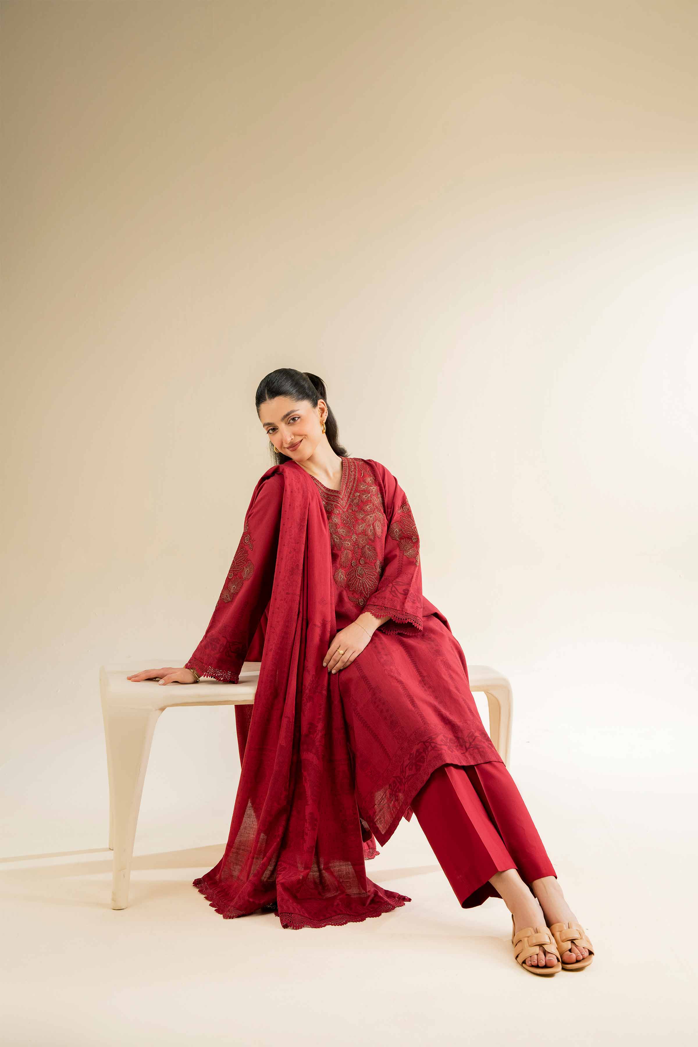 3 Piece - Jacquard Embroidered Suit - 42501042 for Women - Unstitched Collection | Nishat | Shop Online