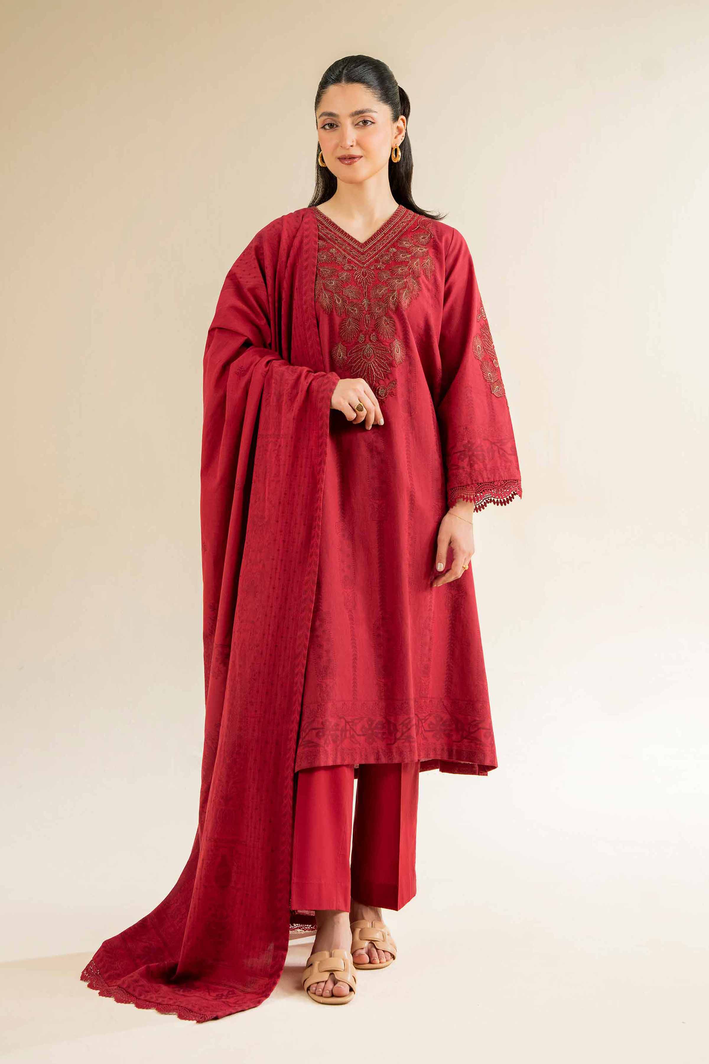 3 Piece - Jacquard Embroidered Suit - 42501042 for Women - Unstitched Collection | Nishat | Shop Online