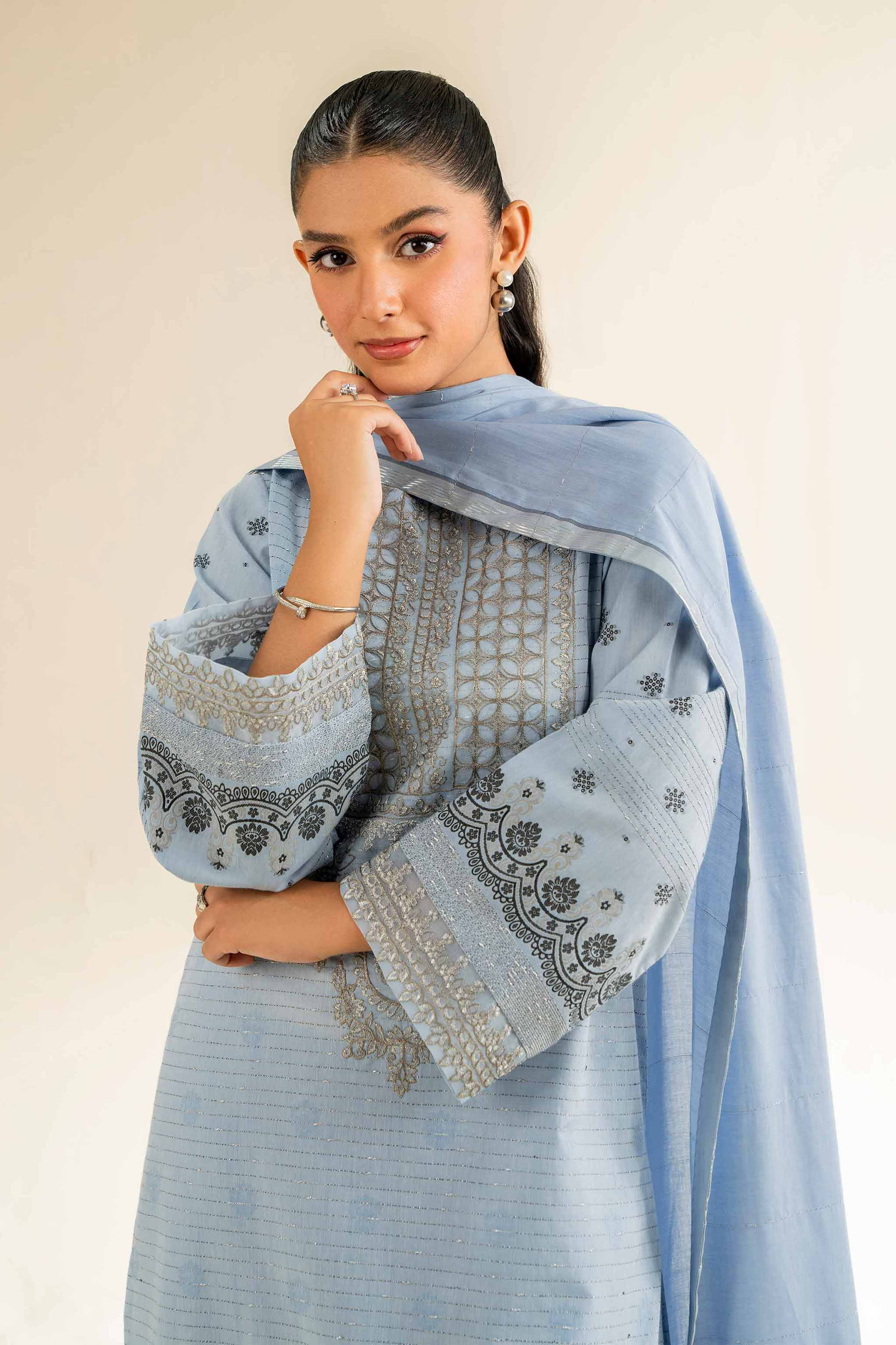 3 Piece - Jacquard Embroidered Suit - 42501043 for Women - Unstitched Collection | Nishat | Shop Online
