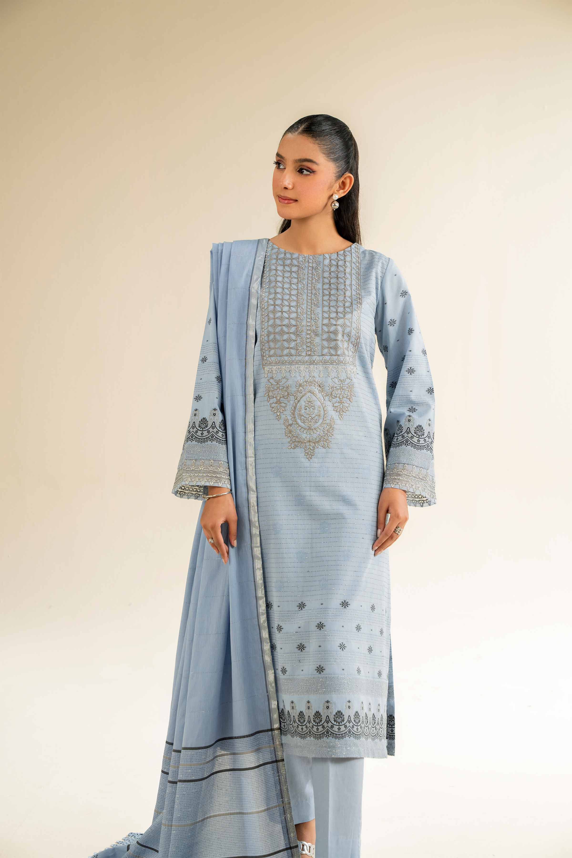 3 Piece - Jacquard Embroidered Suit - 42501043 for Women - Unstitched Collection | Nishat | Shop Online