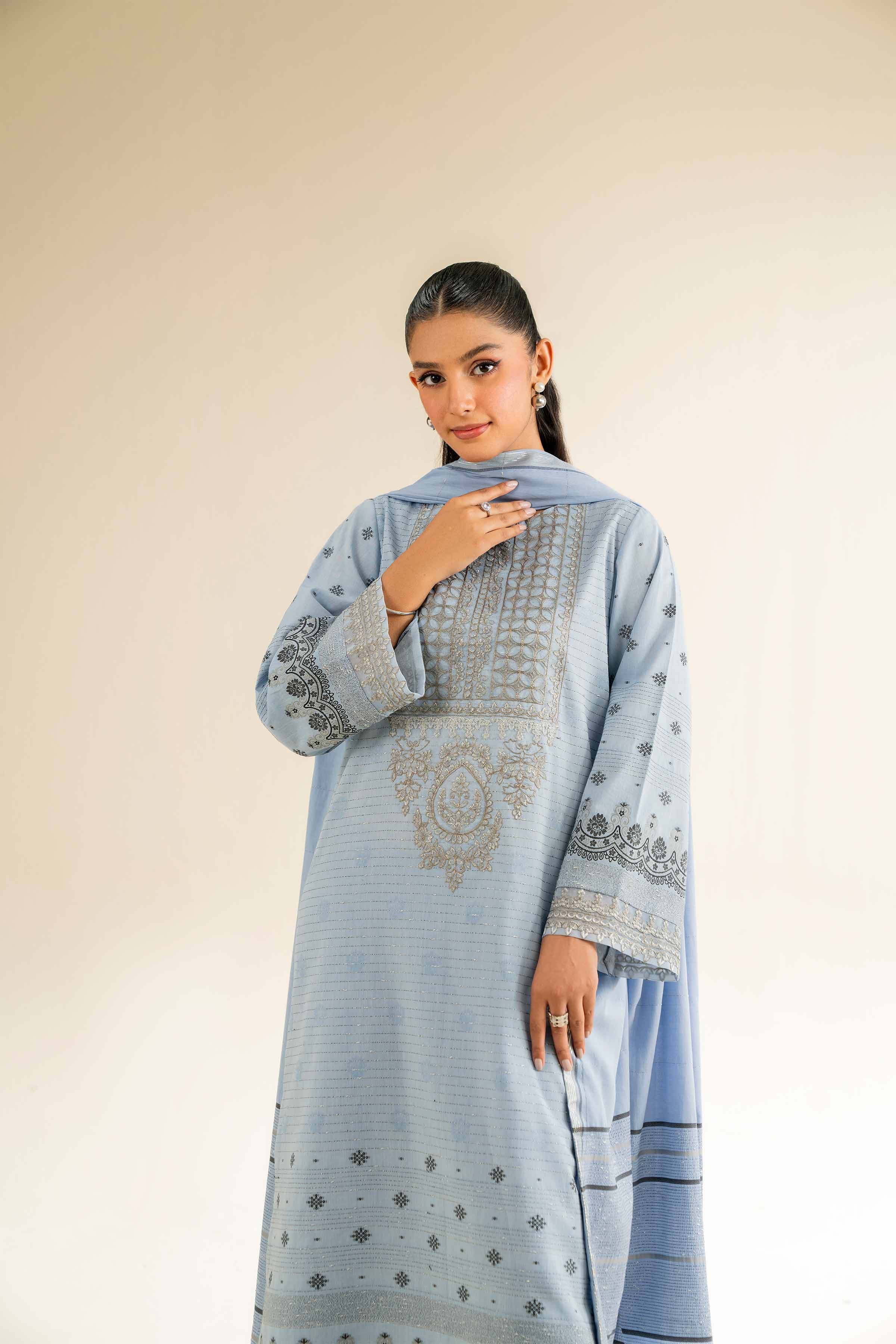 3 Piece - Jacquard Embroidered Suit - 42501043 for Women - Unstitched Collection | Nishat | Shop Online