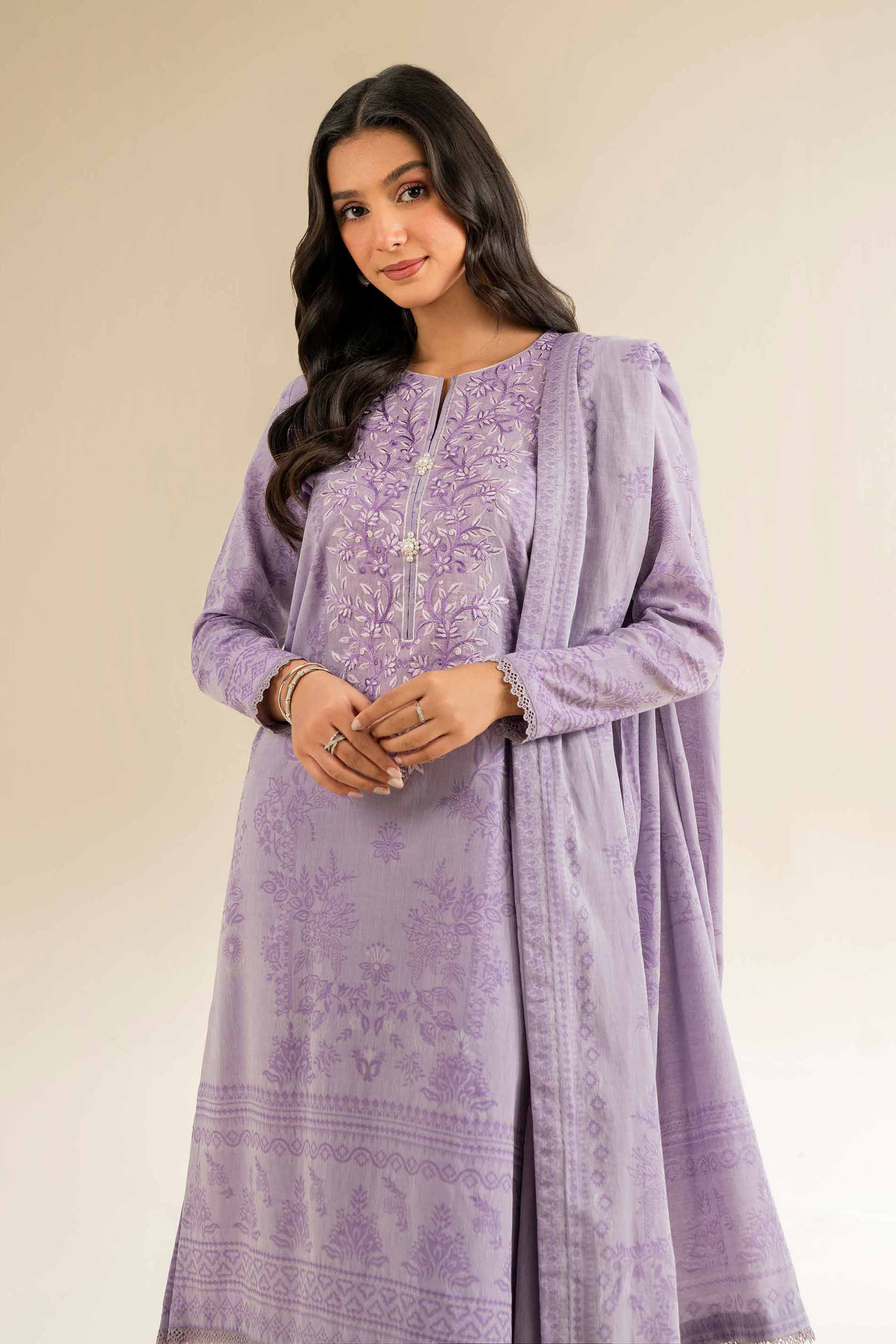 3 Piece - Jacquard Embroidered Suit - 42501045 for Women - Unstitched Collection | Nishat | Shop Online